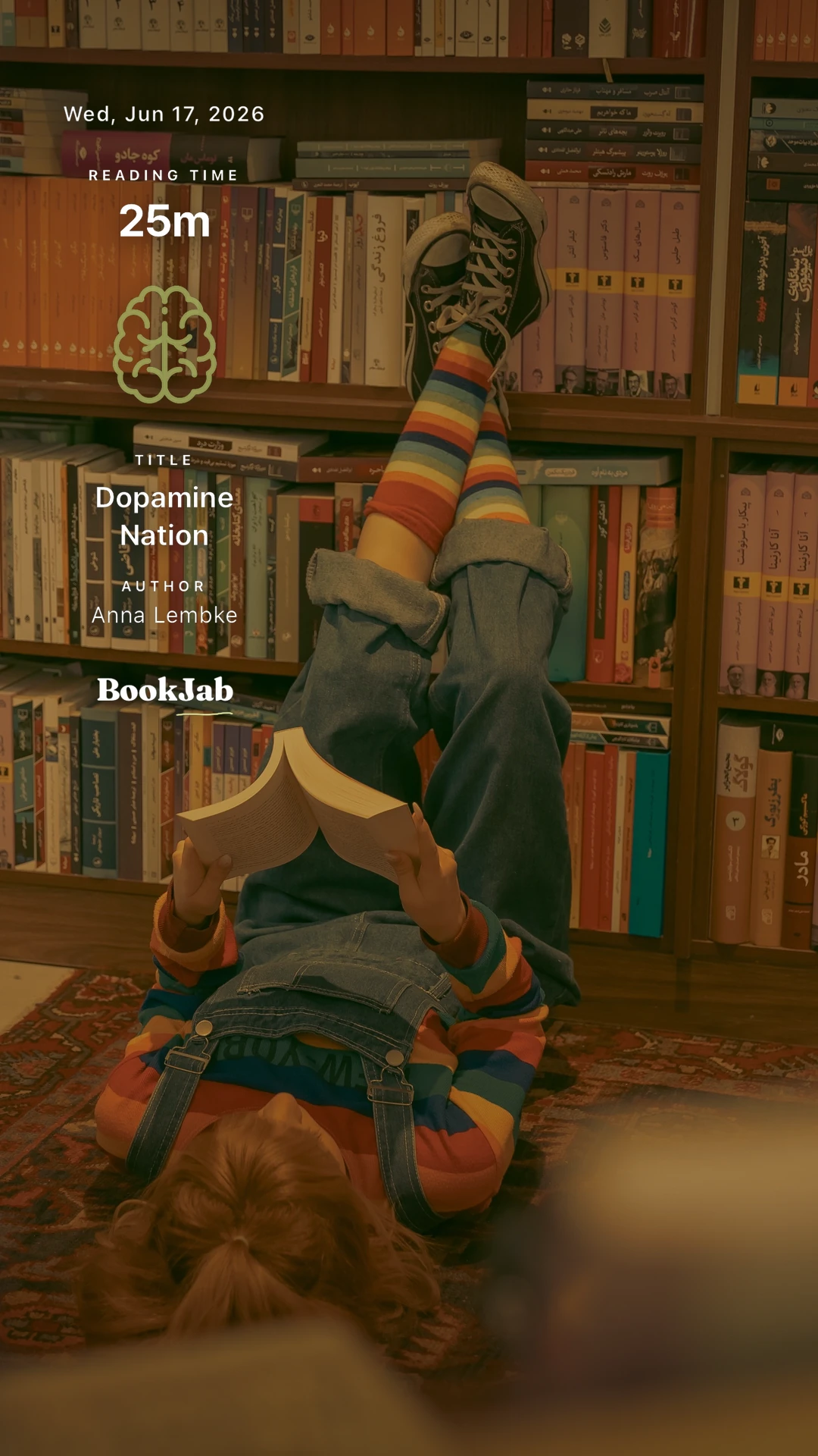 Dopamine Nation · 25m — a kid reading upside down in a bookshop