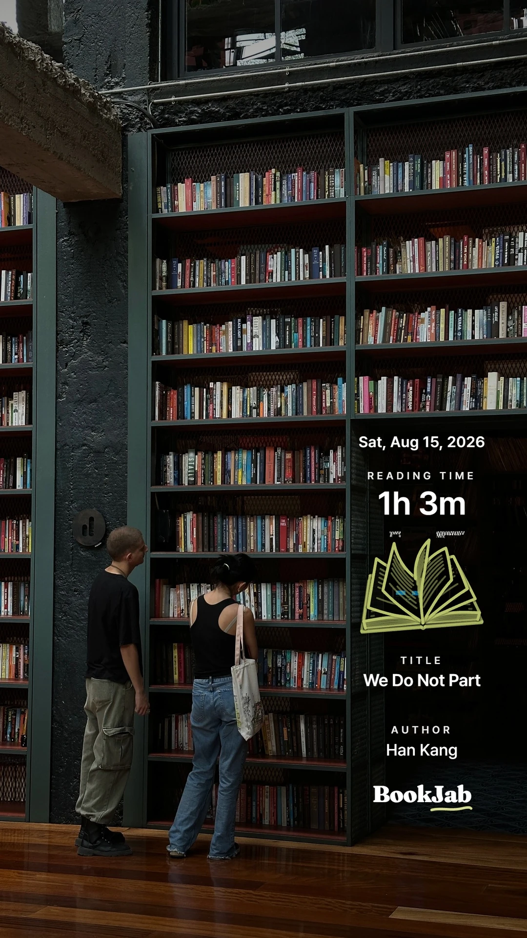 We Do Not Part · 1h 3m — browsing a tall bookshelf