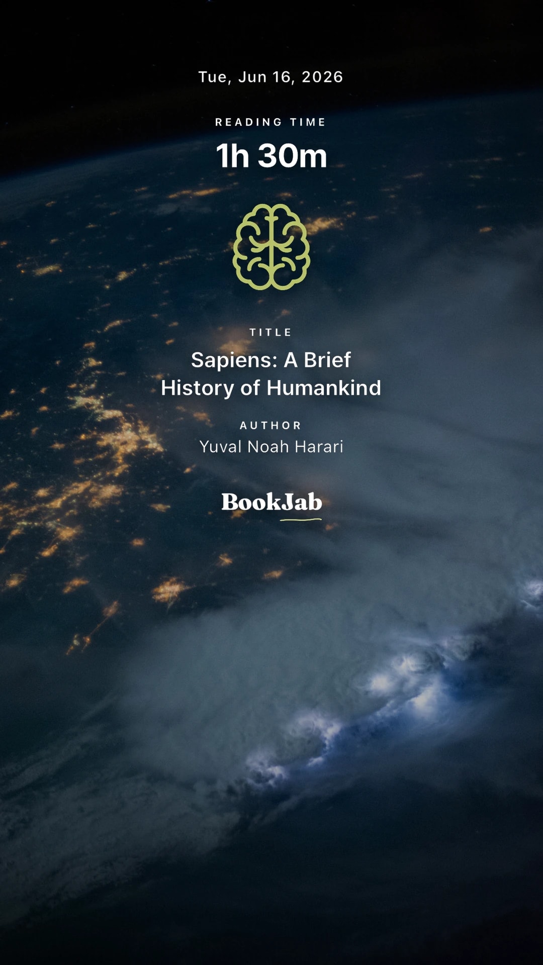Sapiens · 1h 30m — Earth at night from orbit
