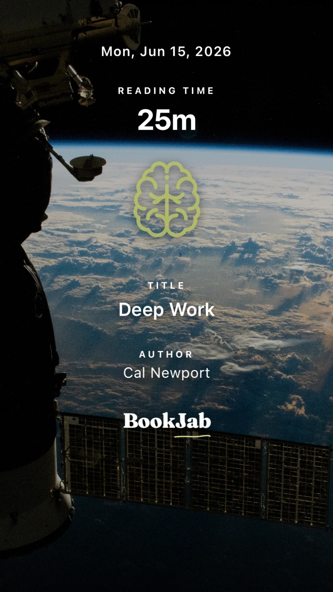 Deep Work · 25m — sunrise from the ISS
