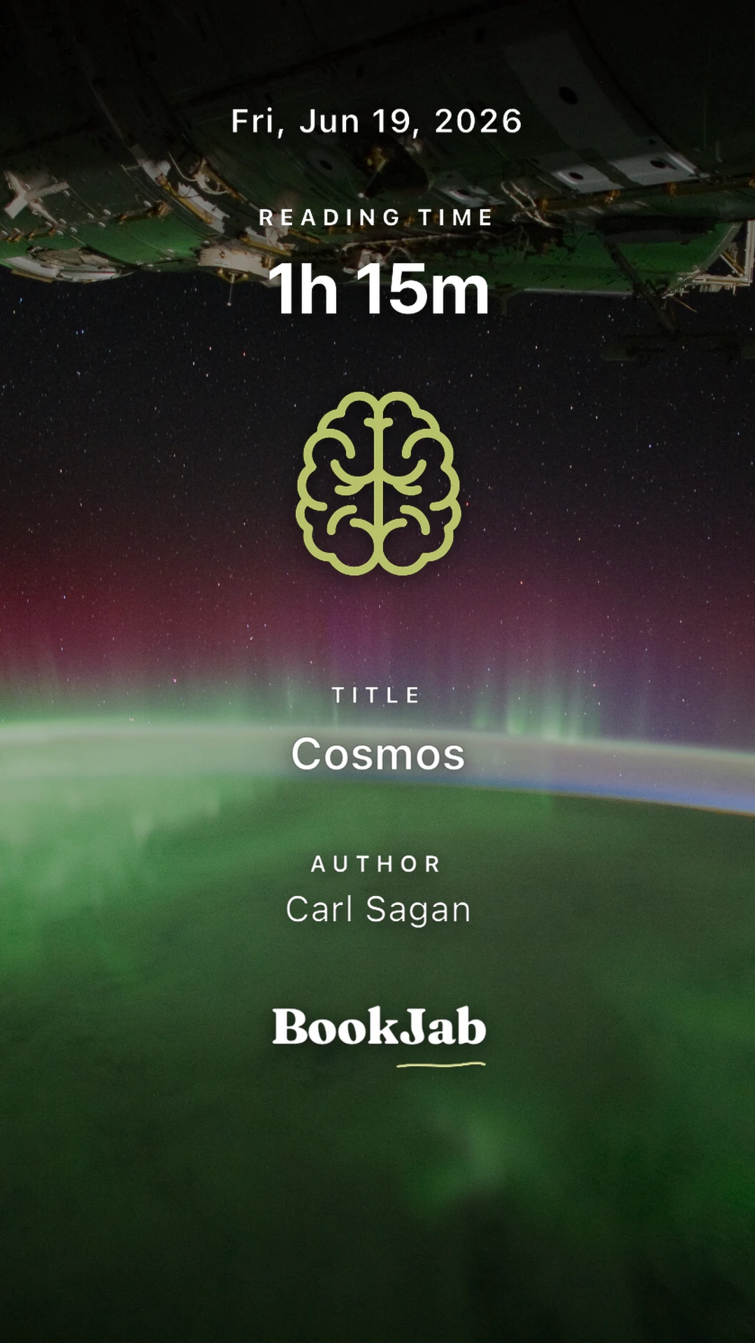 Cosmos · 1h 15m — aurora australis from the ISS