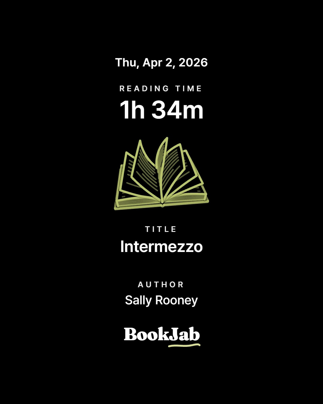 Reading time 1h 34m — Intermezzo, Sally Rooney